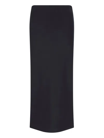 Giorgio Armani Mid-rise Rear Slit Midi Skirt In Black