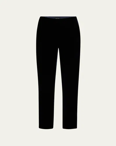 Giorgio Armani Mid-rise Slim-leg Velvet Trousers In Navy