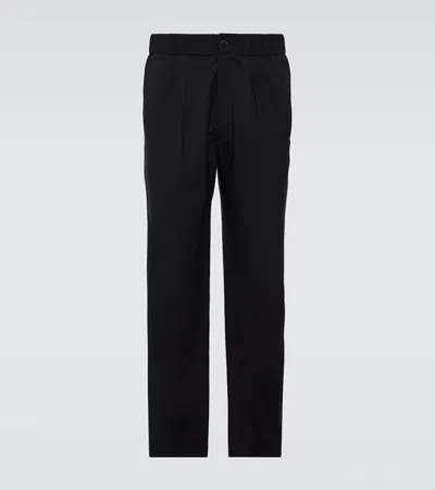 Giorgio Armani Mid-rise Virgin Wool Straight Pants In Blue