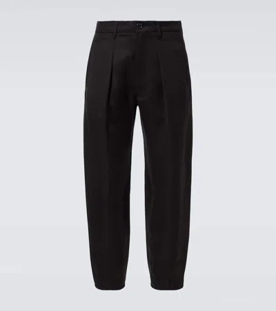 Giorgio Armani Mid-rise Wide-leg Pants In Black Beauty