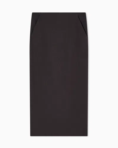 Giorgio Armani Midirock Aus Elastischem Woll-crêpe In Brown