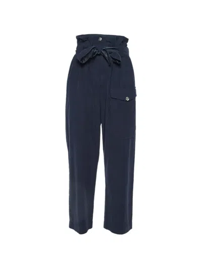 Pre-owned Giorgio Armani Midnight Blue Corduroy Belted Trousers