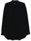 Giorgio Armani Long Sleeve Shirt In Navy Blue Cotton In Black