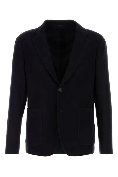 GIORGIO ARMANI GIORGIO ARMANI MIDNIGHT BLUE STRETCH WOOL BLAZER