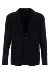 Giorgio Armani Midnight Blue Stretch Wool Blazer In Black