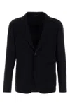 Giorgio Armani Midnight Blue Stretch Wool Blazer In Black
