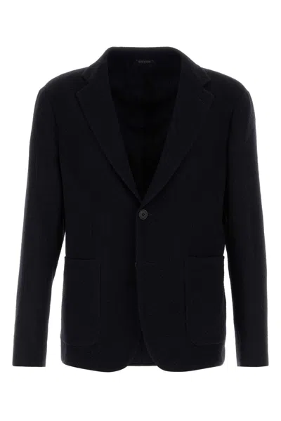 GIORGIO ARMANI GIORGIO ARMANI MIDNIGHT BLUE STRETCH WOOL BLAZER