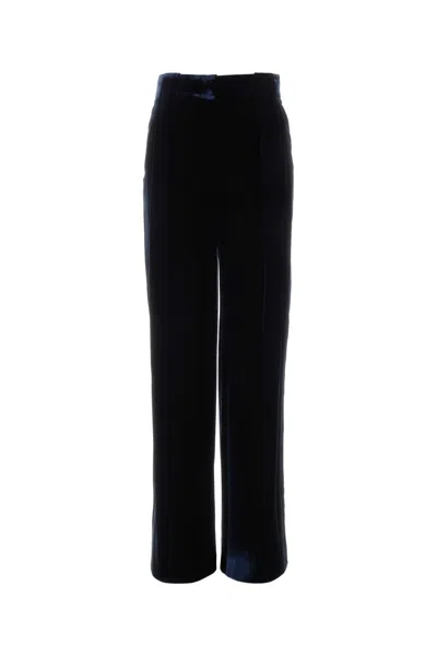 Giorgio Armani Midnight Velvet Pants In Blue