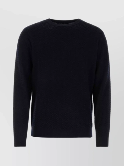Giorgio Armani Midnight Wool Blend Sweater In Blue