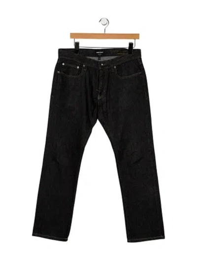 Pre-owned Giorgio Armani Mid-rise Straight Leg Jeans In Black