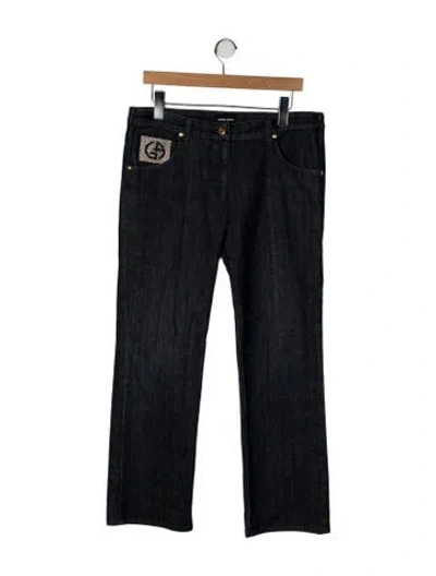 Pre-owned Giorgio Armani Mid-rise Wide Leg Jeans In Black