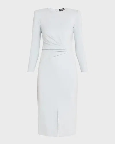 Giorgio Armani Milano Jersey Dress With Gathered Waist In Light Blue