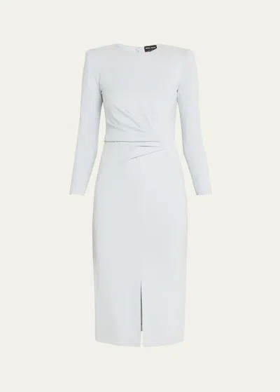 Giorgio Armani Milano Jersey Dress With Gathered Waist In Light Blue