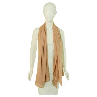 Pre-owned Giorgio Armani Milano Long Silk Chiffon Beige Scarf Italy In Brown