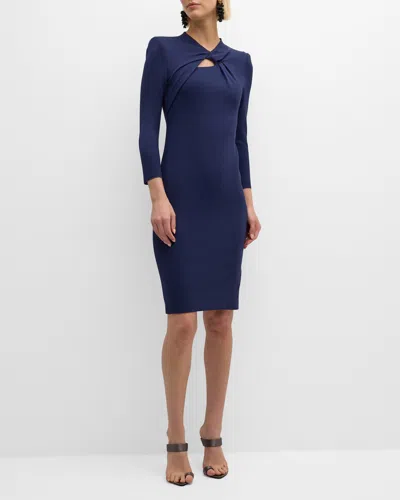 Giorgio Armani Milano Twist-front Jersey Dress In Blue