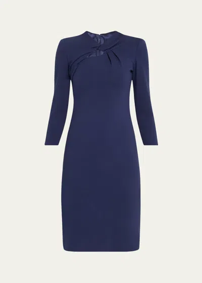Giorgio Armani Milano Twist-front Jersey Dress In Dark Blue