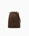 Giorgio Armani Mini Bag In Pleated Suede And Leather In Brown