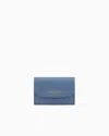 Giorgio Armani Mini La Prima Trifold Wallet In Palmellato Leather In Light_blue