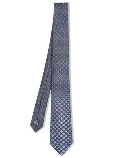 Giorgio Armani Mini Logo Gradient Blue Tie In Gray