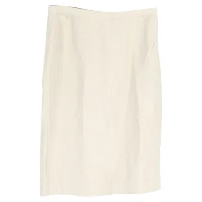 Pre-owned Giorgio Armani Mini Pencil Skirt In White Linen