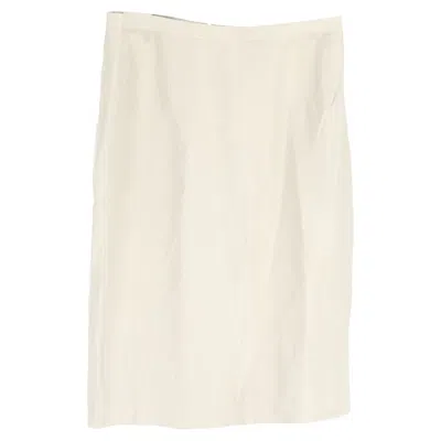 Giorgio Armani Mini Pencil Skirt In White Linen In Neutral