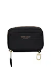 Giorgio Armani Mini Zip-around Logo-plaque Wallet In Black