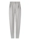 Giorgio Armani Grey Double Silk Satin Trousers In Gray