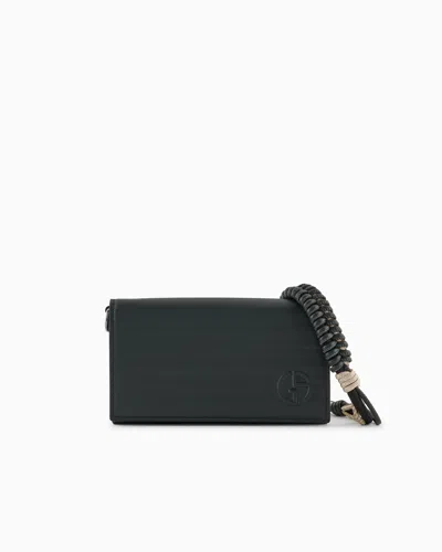 Giorgio Armani Mobile Phone Holder In Pleated Nappa Leather In Green