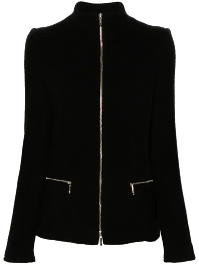 Giorgio Armani Mock-neck Jacket In Black