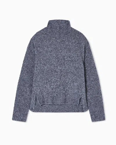 Giorgio Armani Mock-neck Jumper In Bouclé Cashmere, And Silk In Gray