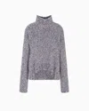 Giorgio Armani Turtleneck Cashmere-silk Boucle Sweater In Gray