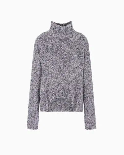 GIORGIO ARMANI MOCK-NECK JUMPER IN BOUCLÉ CASHMERE, AND SILK