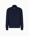 Giorgio Armani Mock Neck Jumper In Diagonal Links-stitch Cashmere In Blue