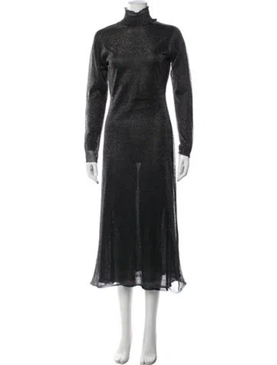 Pre-owned Giorgio Armani Mock Neck Long Dress W/ Tags In Grey