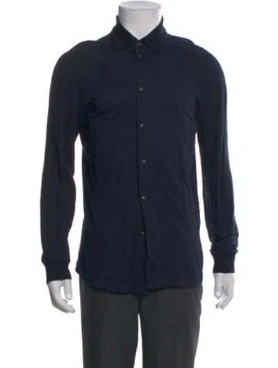 Pre-owned Giorgio Armani Mock Neck Long Sleeve Cardigan In Blue