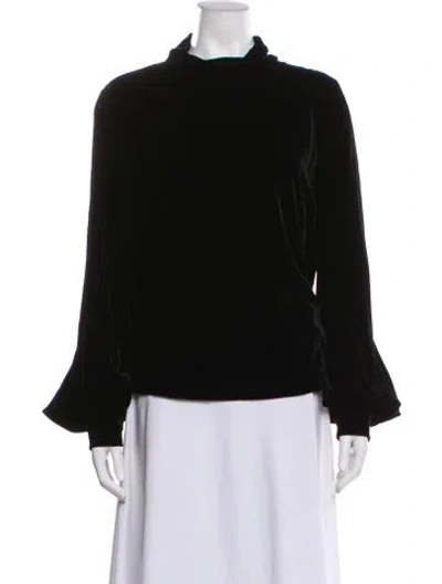 Pre-owned Giorgio Armani Mock Neck Long Sleeve Top In Black