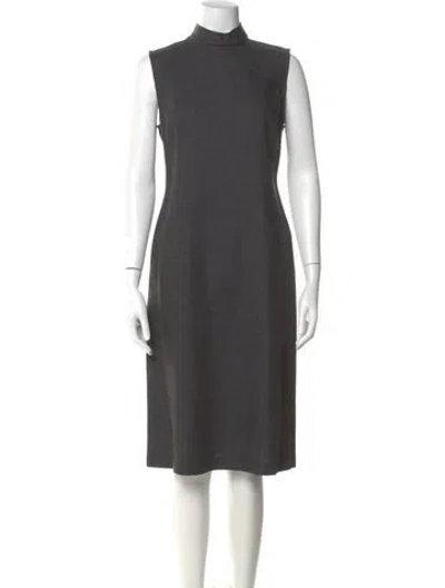Pre-owned Giorgio Armani Mock Neck Midi Length Dress In Gray