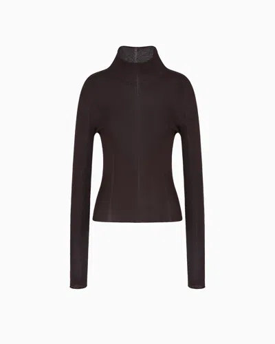 Giorgio Armani Mock-neck Silk Jumper In Brown