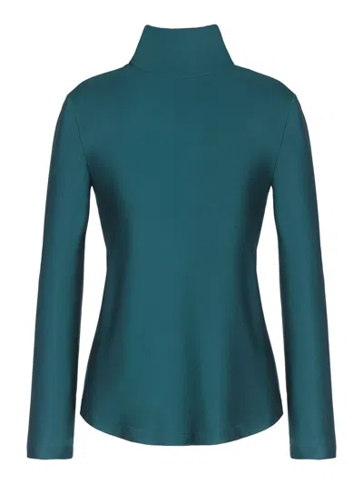 Giorgio Armani Mock-neck Silk Top In Green