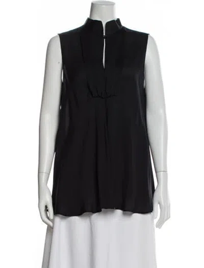 Pre-owned Giorgio Armani Mock Neck Sleeveless Blouse In Gray