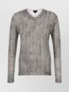 Giorgio Armani Melange Grey Mohair Blend Sweater In Gray