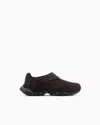 Giorgio Armani Monkstrap Sneakers In Suede In Brown