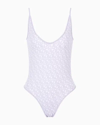 Giorgio Armani Official Store Monogram Jacquard Bodysuit In Grey