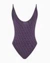 Giorgio Armani Official Store Monogram Jacquard Bodysuit In Purple
