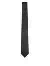 Giorgio Armani Men Black Monogram Jacquard Silk Tie In Black
