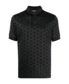 Giorgio Armani Monogram Patterned Shortsleeved Polo Shirt In Black