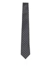 Giorgio Armani Monogram Silk Tie In Blue