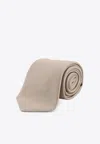 Giorgio Armani Monogram Silk Tie In Sand