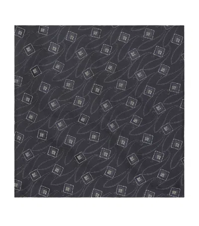 Giorgio Armani Mulberry Silk Geometric Pocket Square In Multi