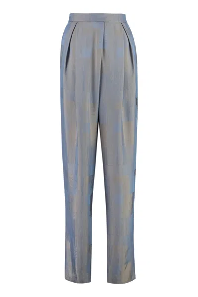 Giorgio Armani Multicolor Straight-leg Trousers For Women In Gray